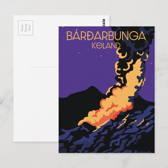 Bárðarbunga, Reisekarte im Eisland. Postkarte (Vorne/Hinten)