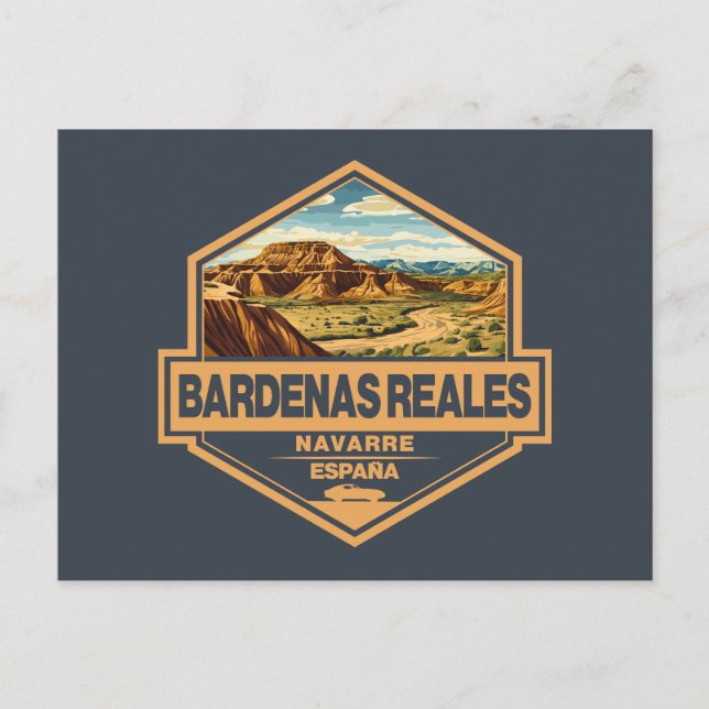 Bardenas Reales Spanien Reisen Abzeichen Postkarte (Vorderseite)