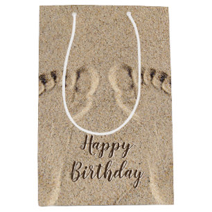 Bare Feet Footprints in Sand Mittlere Geschenktüte