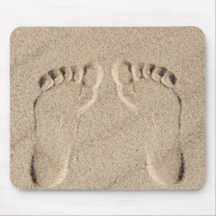 Bare Feet Footprints In Sand Mouse Pad Mousepad