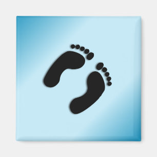 Bare Footprint Blau Magnet