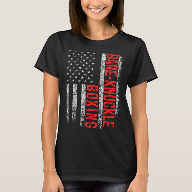 Bare Knuckle Boxing American Flag 4th of July Figh T-Shirt (Vorderseite)