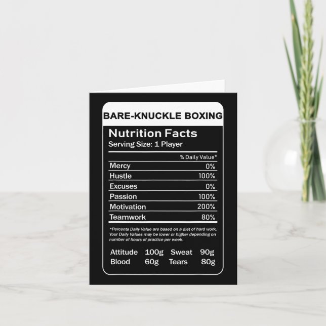 Bare-knuckle Boxing-Nutrition Fakten Karte (Vorderseite)