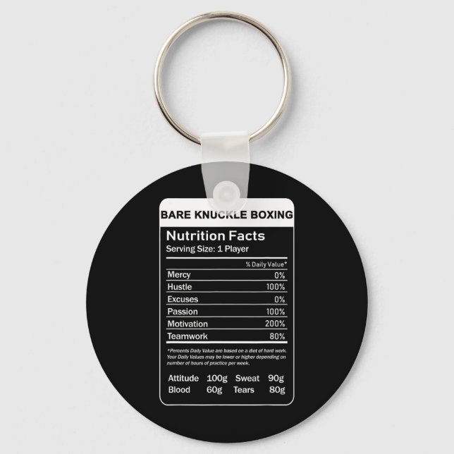 Bare Knuckle Boxing Nutrition Fakten Schlüsselanhänger (Vorderseite)