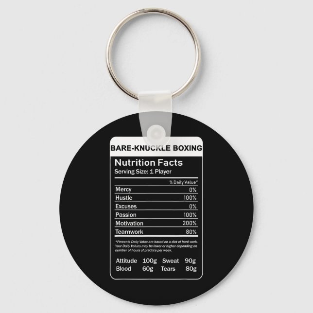 Bare-knuckle Boxing-Nutrition Fakten Schlüsselanhänger (Vorderseite)