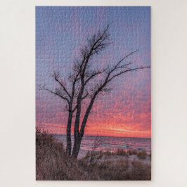 Bare Trees mit Blick auf einen schönen Sonnenunter Puzzle