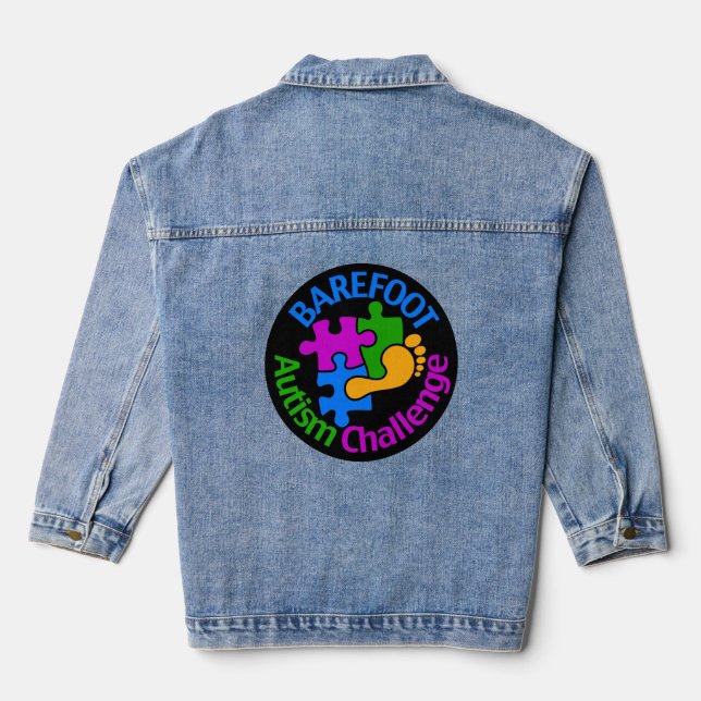 Barefoot Autism Challenge denim jacket Jeansjacke (Rückseite)