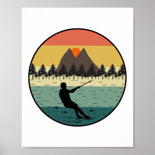 Barefoot Barefooting Ski Wassersport Motorboot Poster