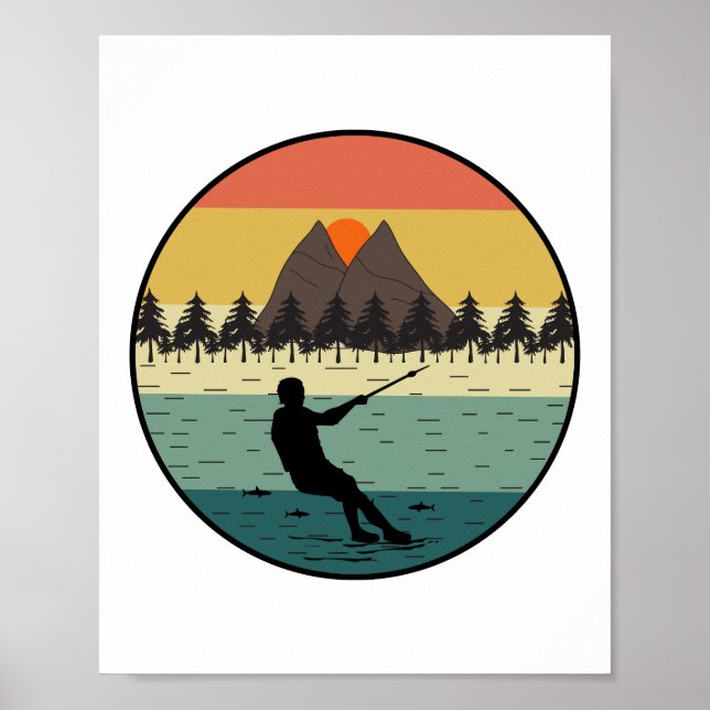 Barefoot Barefooting Ski Wassersport Motorboot Poster (Vorne)