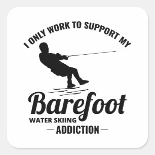 Barefoot Barefooting Ski Wassersport Motorboot Quadratischer Aufkleber