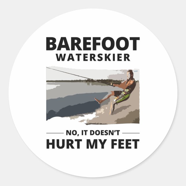 Barefoot Barefooting Ski Wassersport Motorboot Runder Aufkleber (Vorderseite)