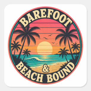 Barefoot & Beach Bound Abzeichen Quadratischer Aufkleber