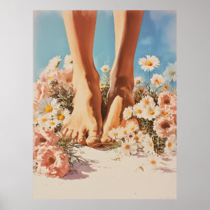 Barefoot Blooms Summer Art Poster