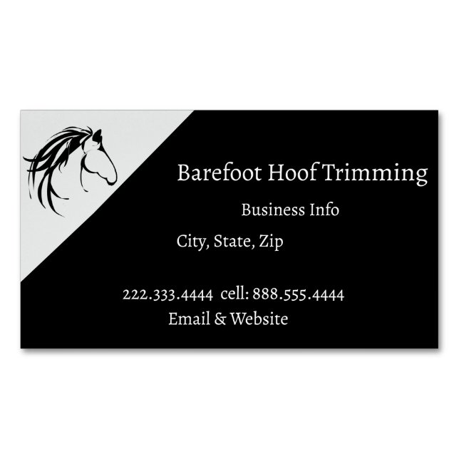 Barefoot Hoof Trimming Classic Horse Logo Business Magnetische Visitenkarte (Vorderseite)