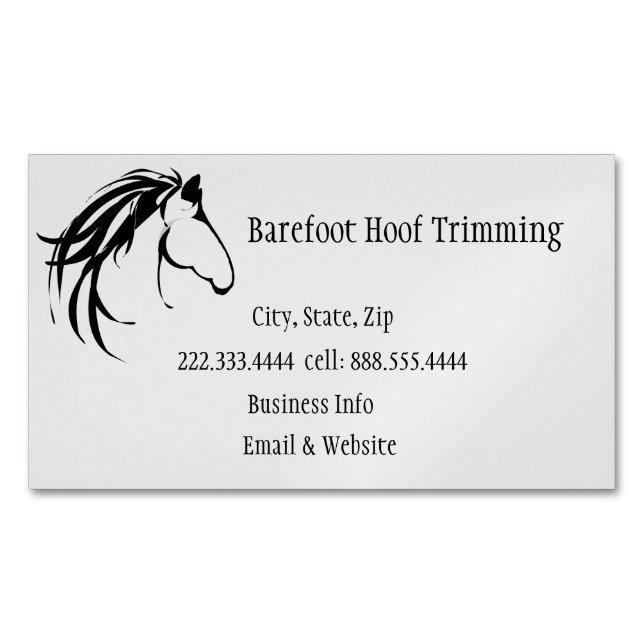 Barefoot Hoof Trimming Classic Horse Logo Magnetische Visitenkarte (Vorderseite)