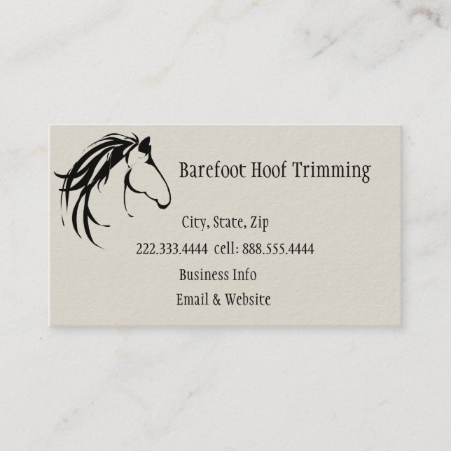 Barefoot Hoof Trimming Classic Horse Logo Visitenkarte (Vorderseite)