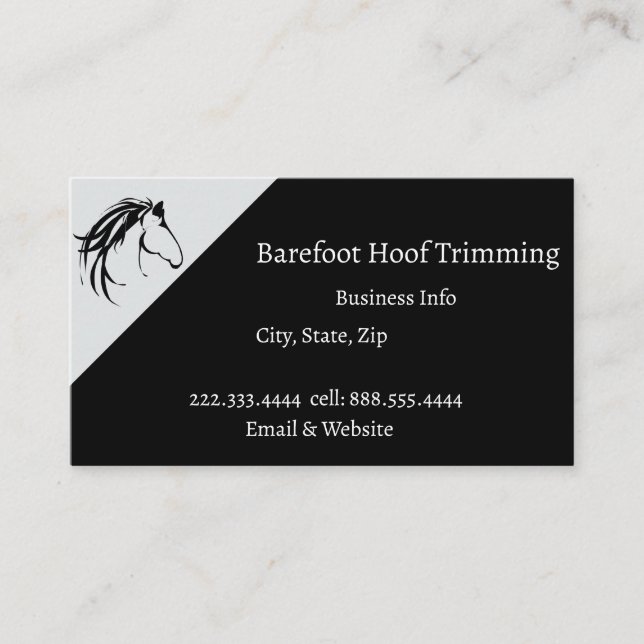 Barefoot Hoof Trimming Classic Horse Logo Visitenkarte (Vorderseite)