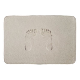 Barefoot Prints in Beach Sand Badematte