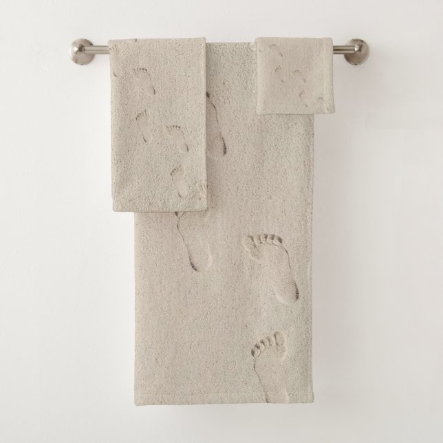 Barefoot Prints in Beach Sand Badhandtuch Set (Insitu)