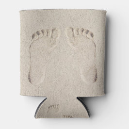 Barefoot Prints in Beach Sand Dosenkühler