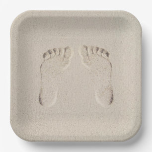 Barefoot Prints in Sand Pappteller