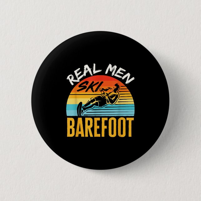 Barefoot Wasserski Skifahren Ski Ski Ski Funny Rea Button (Vorderseite)
