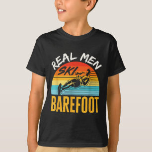 Barefoot Wasserski Skifahrer Lustig Echte Männer S T-Shirt