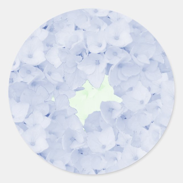 Barely Blue Hydrangeas Classic Round Sticker (Vorderseite)