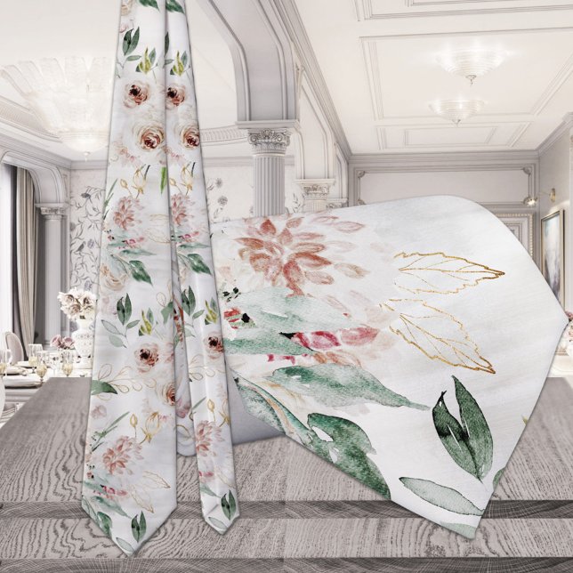 Barely Blush & White Greenerity Hochzeit Krawatte (Von Creator hochgeladen)