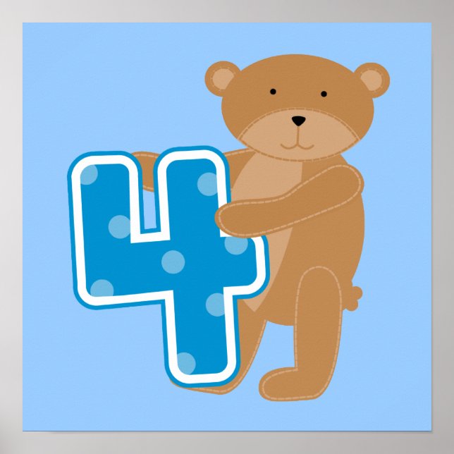 Bären 4. Geburtstag - Hemden und Geschenke Poster (Vorne)