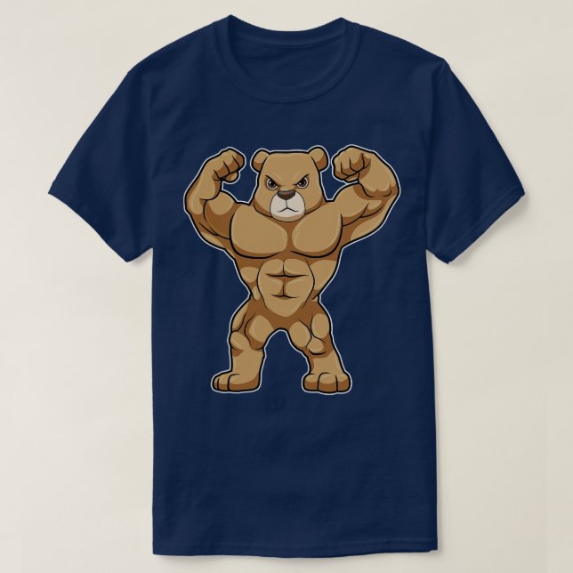 Bären als Bodybuilder mit großen Muskeln T-Shirt (Design vorne)