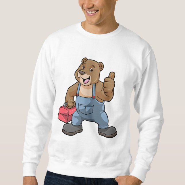 Bären als Handwerker mit Werkzeugkasten Sweatshirt (Vorderseite)