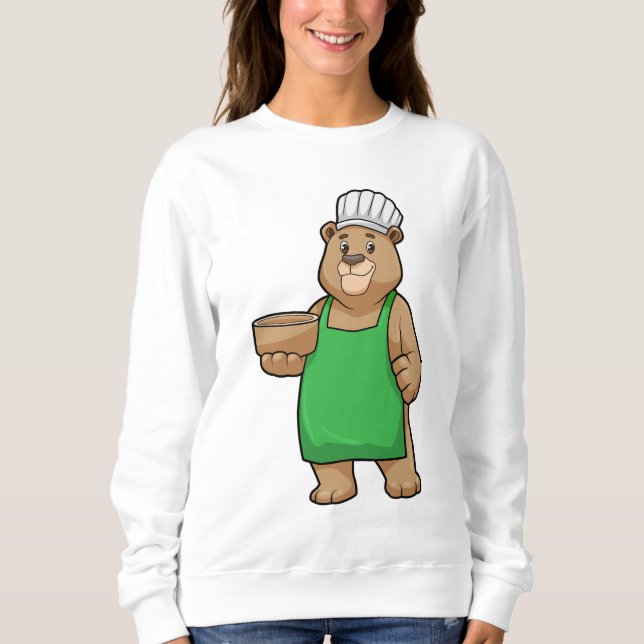 Bären als Koch mit Kochen Schürze & Bowl Sweatshirt (Vorderseite)