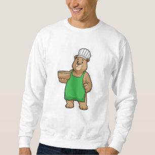 Bären als Koch mit Kochen Schürze & Holzschüssel Sweatshirt