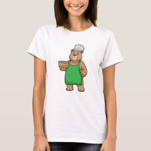 Bären als Koch mit Kochen Schürze & Holzschüssel T-Shirt
