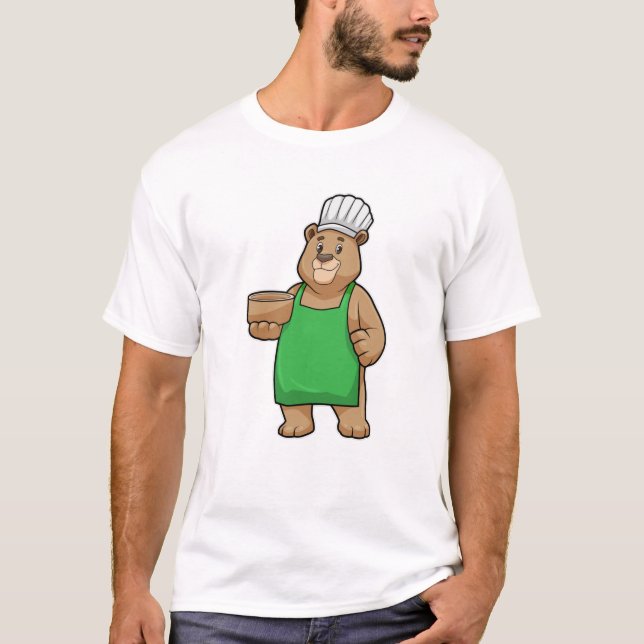 Bären als Koch mit Kochen Schürze & Holzschüssel T-Shirt (Vorderseite)