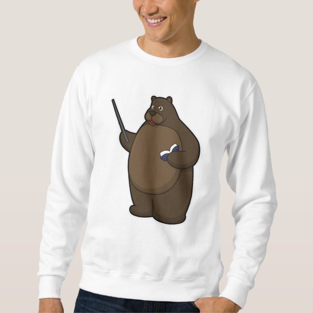 Bären als Lehrer mit Buch & Pointer Sweatshirt (Vorderseite)