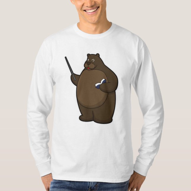 Bären als Lehrer mit Buch & Pointer T-Shirt (Vorderseite)