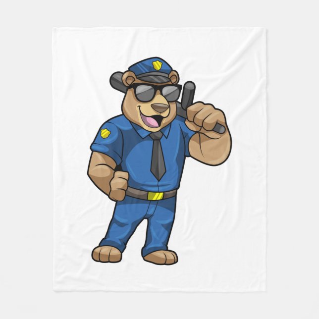 Bären als Polizeibeamter mit Baton Fleecedecke (Vorderseite)