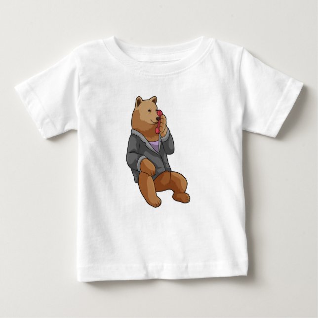 Bären als Sekretär mit Telefon Baby T-shirt (Vorderseite)