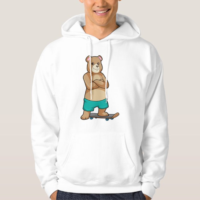 Bären als Skater mit Skateboard Hoodie (Vorderseite)