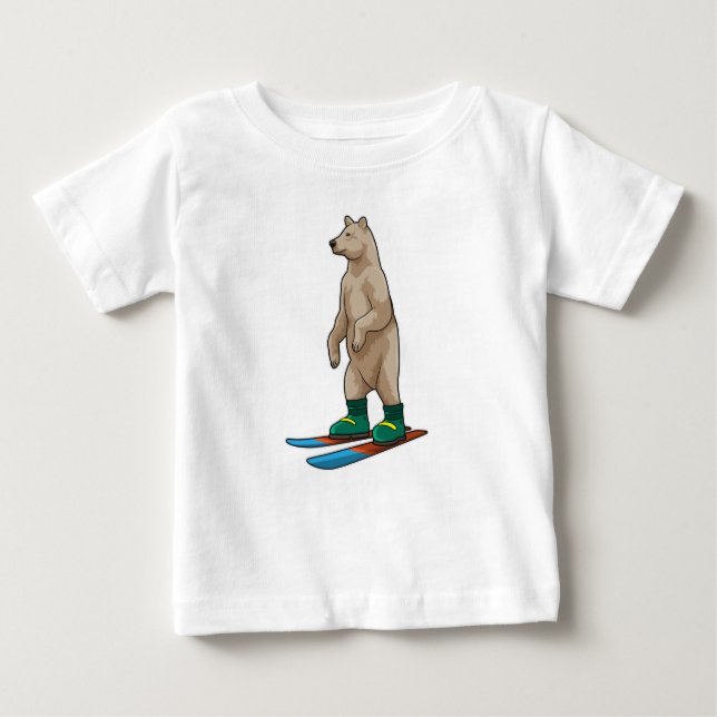 Bären als Skifahrer mit Ski Baby T-shirt (Vorderseite)