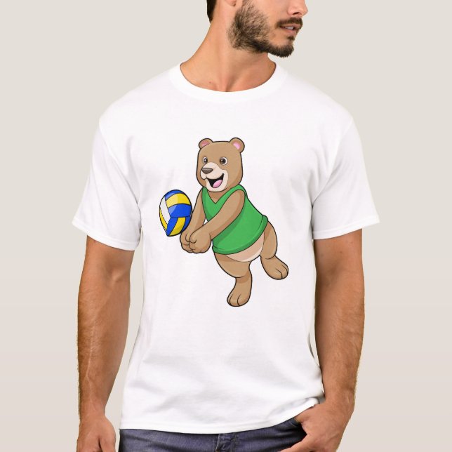 Bären als Volleyballspieler mit Volleyball T-Shirt (Vorderseite)