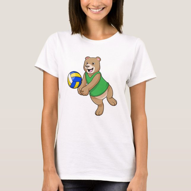 Bären als Volleyballspieler mit Volleyball T-Shirt (Vorderseite)