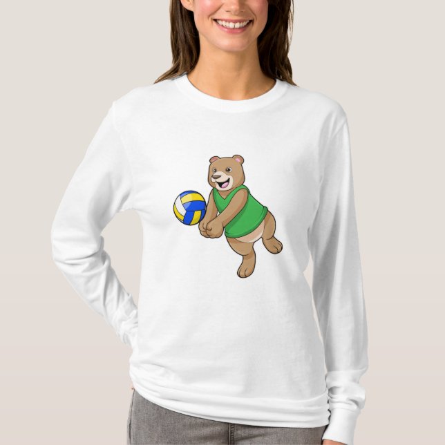 Bären als Volleyballspieler mit Volleyball T-Shirt (Vorderseite)