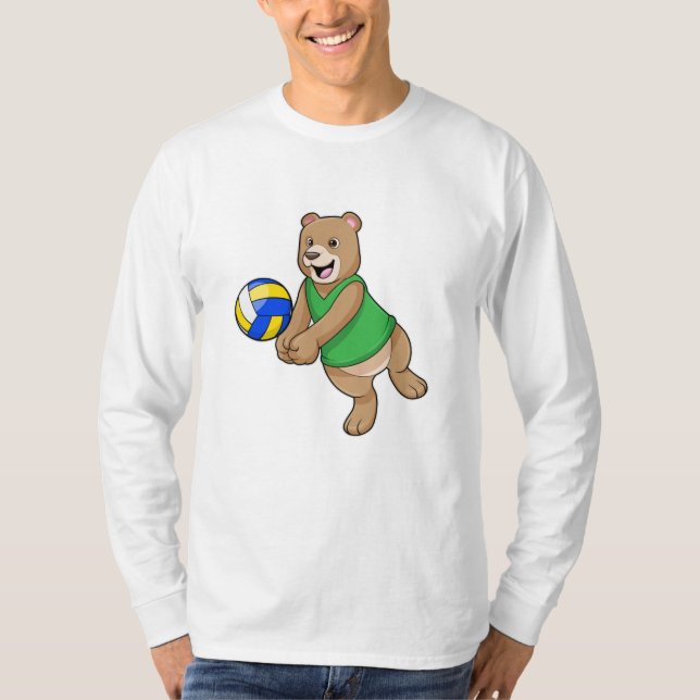 Bären als Volleyballspieler mit Volleyball T-Shirt (Vorderseite)