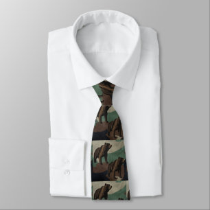 Bären auf Camouflage Print Necktie Krawatte