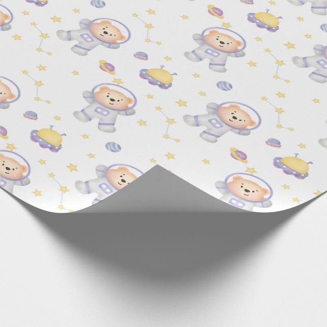 Bären aus dem Weltraumumschlagpapier Geschenkpapier (Ecke)