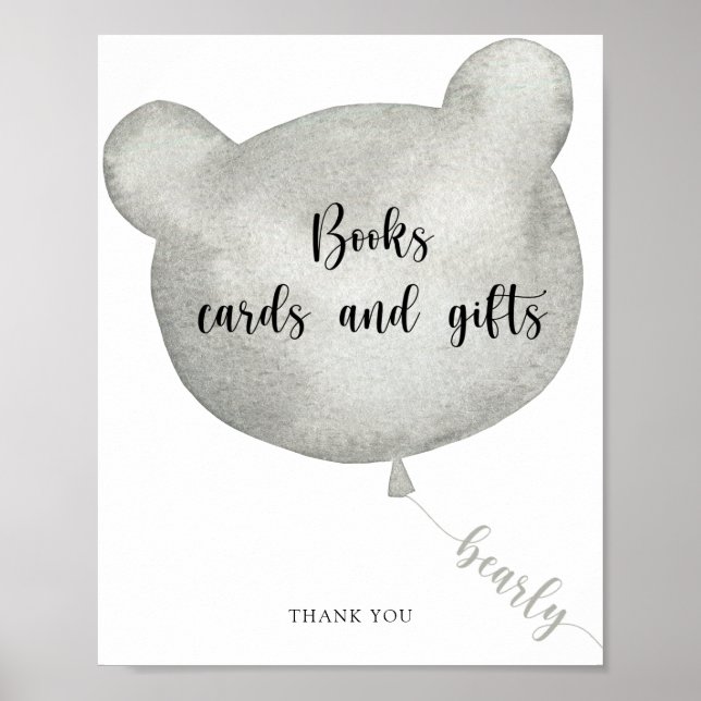 Bären Ballon Bücher Karten und Geschenkposter Poster (Vorne)