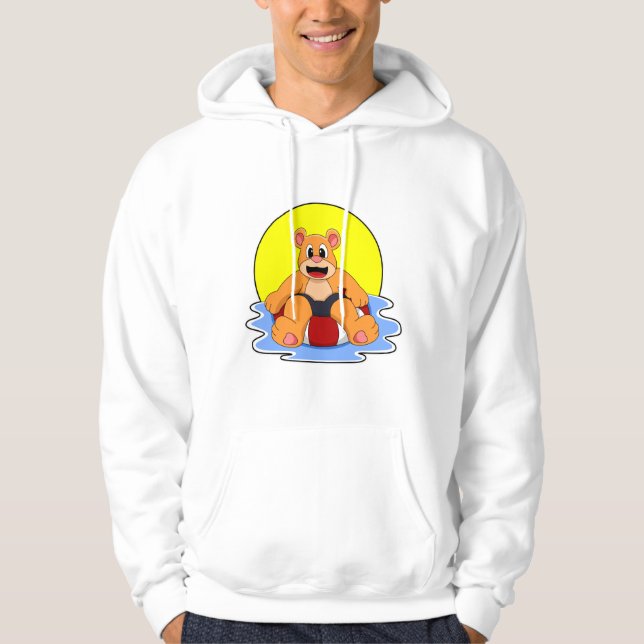 Bären beim Schwimmen mit Swim-Ring Hoodie (Vorderseite)